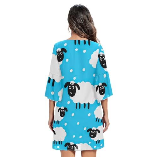 Robe courte bleue imprimé de haute qualité style tropical - 4