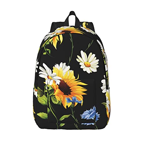 Sac à dos ordinateur portable motif tournesol grand format S pour femme et étudiante active