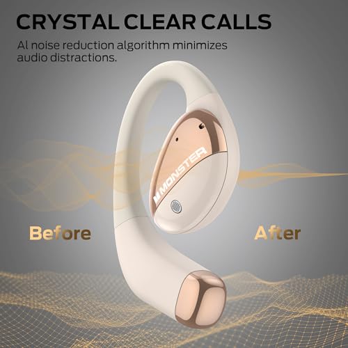 Monster Open Ear AC520 Headphones, Bluetooth 6.0 Wireless Earbuds with HiFi Sound, Open Ear Earbuds with 24H Playtime, Unique Handbag Design, ENC Clear Call, IPX6 Resistance(White) - Image 6