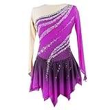 Zagitova Eiskunstlaufkleid for Damen, Mädchen-Tanzsportbekleidung for professionellen Wettkampf mit Strasssteinen(Lila,4XL)
