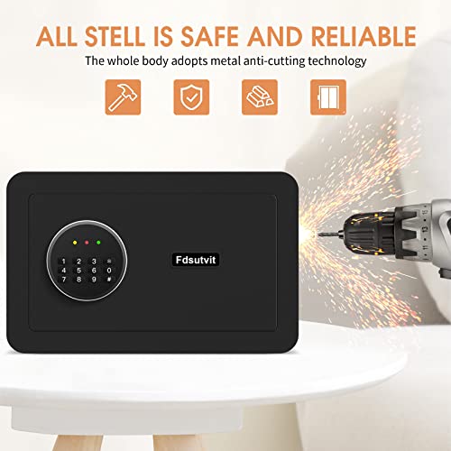 Small Fireproof Safe Box For Money, 0.5 Cu Ft Digital Home Security Safe With Programmable Keypad, Fireproof Money Safe For Office Hotels Business (Black) #TOP4