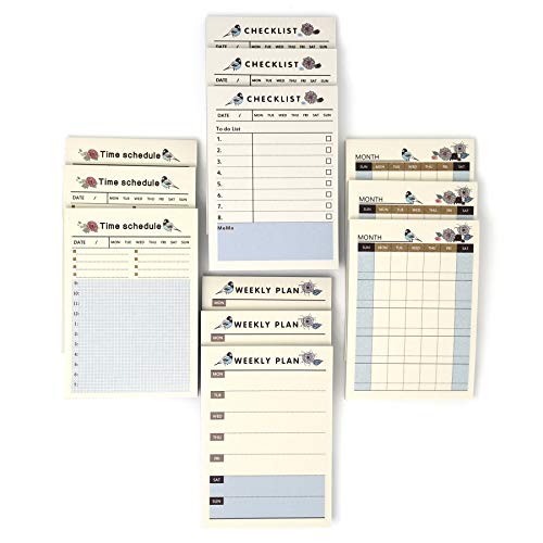 Bloc-notes autocollants de planification avec liste de tâches pour bureau et école x12