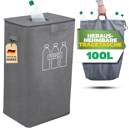 COTTARA Récipient de collecte de bouteilles consignées avec couvercle, collecteur de bouteilles stable, conteneur de consigne pratique avec insert, collecteur de consignes, rangement pour cuisine