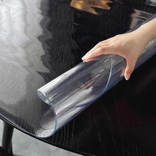 Protector de mesa redondo transparente, 2mm de grosor mantel de mesa de PVC, mantel de mesa redondo impermeable a prueba de aceite, mantel de plástico lavable para comedor, tamaño personalizado(90cm d