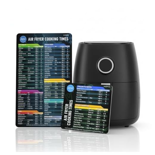 Air Fryer Magnetic Cheat Sheet Set - Air Fryer Accessories Cookbook - Easy to Use Air Fryer Time Chart - Strong Magnet Quick Reference Air Fryer Cooking Guide for Frying (Black)