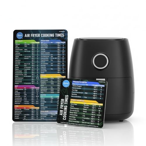 Air Fryer Magnetic Cheat Sheet Set - Air Fryer Accessories Cookbook - As Seen on The Today Show an Easy to Use AirFryer Time Chart Set - Strong Magnet Quick Reference Cooking Guide for Frying (Black)