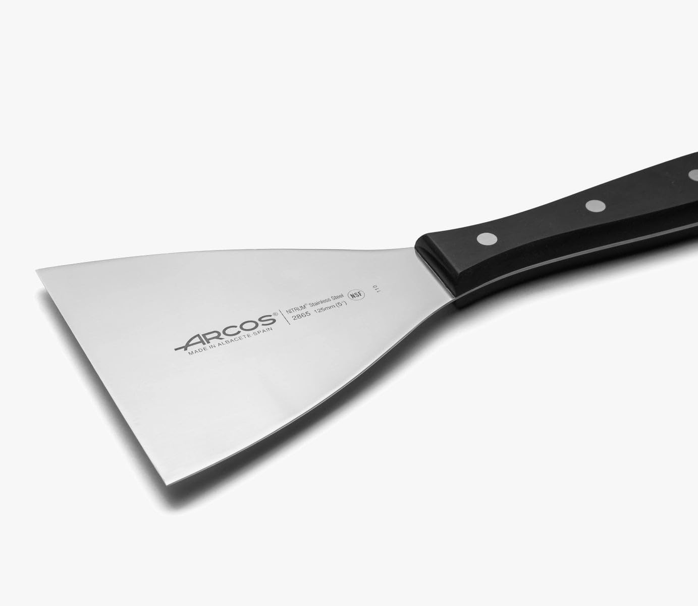 Arcos Kitchen Spatula for Meat, Vegetables and Fish 125 x 120 mm in Stainless Steel and Polyoxymethylene, Black