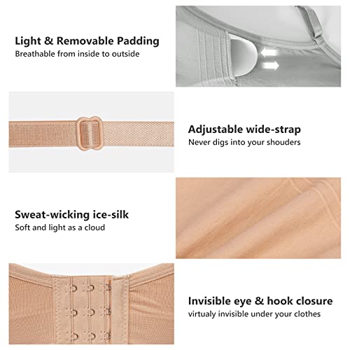 Omisy 4 Pack Bras for Women No Underwire, Padded Sport Bra Support, Comfort Wireless Bralette Adjustable Straps and Hook4