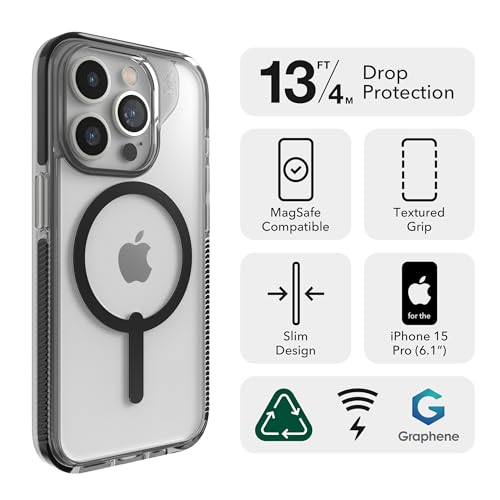 Image of ZAGG Santa Cruz Snap iPhone 15 Pro Case - MagSafe Phone Case, Drop Protection (13ft /4m), Durable Graphene, Anti-Yellowing, and Scratch-Resistant Phone Case, Green