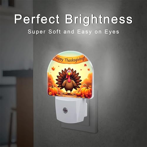 Image of Thanksgiving Turkey Night Light Plug into Wall, Fall Autumn Pumpkins Harvest Dusk to Dawn Night Light,0.5w Energy Saving Sleep Friendly Nightlights for Kids Boys Girls Home Decor