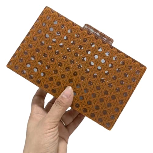 Image of Acrylic Clutch Purse for Women Colorful Evening Handbag Geometric Marbling Box Bag with Detachable Chain