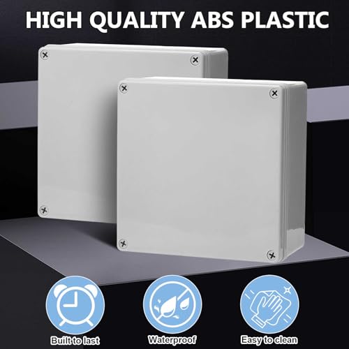 Image of Kanayu Conduit Box Electrical 8'' x 8'' x 4'' Junction Box Plastic Dustproof Waterproof IP65 Gray White Protect Conduits and Fittings Universal Electrical Project Enclosure for Outdoor