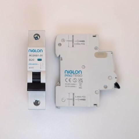 Niglon MCB6B120 20 Amp Type B Single Pole 6kA 230V Circuit Breaker MCB Cover