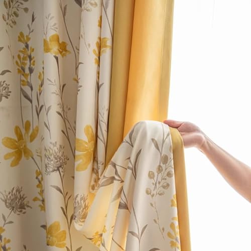 Rideau occultant chambre 137x244 polyester imprimé fleurs 2 pièces