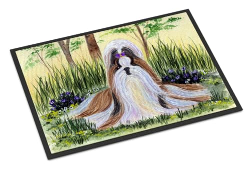 Caroline's Treasures SS8112MAT Shih Tzu Doormat 18x27 Front Door Mat Indoor Outdoor Rugs for Entryway, Non Slip Washable Low Pile, 18H X 27W