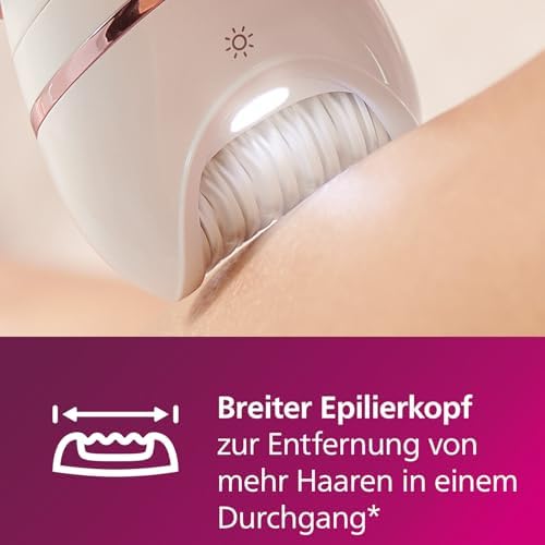 Philips Depilator z serii 8000, bezprzewodowy depilator na mokro i na sucho do nóg i ciała z 9 akcesoriami, golarką, trymerem, pilnikiem do pedicure i szczoteczką złuszczającą, model BRE740/10