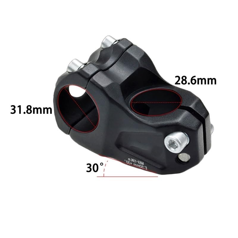 Attacco Manubrio MTB Attacco Manubrio for Bicicletta da 30 Gradi, Attacco inclinabile for Bici Strada, Tubo 31,8 x 28,6 mm, Parti for Ciclismo