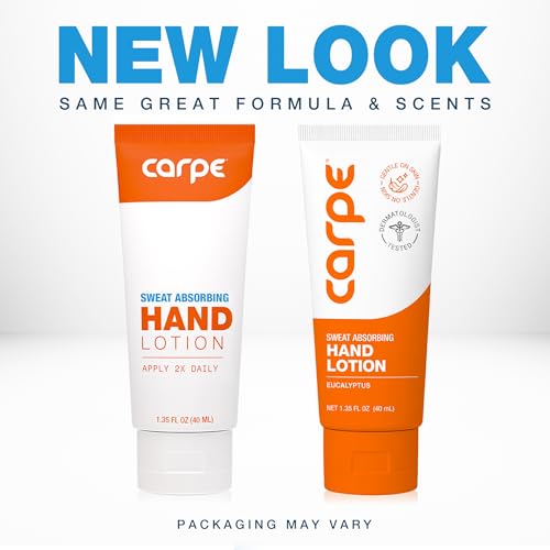 Image of Carpe Sweat Absorbing Hand Lotion, A dermatologist-recommended smooth lotion that helps stop hand sweat, Great for hyperhidrosis (Original Eucalyptus)