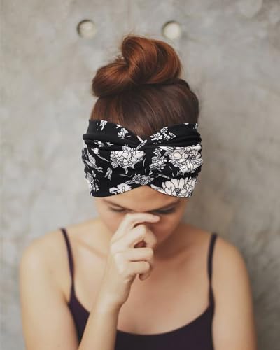 Image of DRESHOW 8 Pack Headbands for Women Yoga Knotted Headbands Elastic Criss Cross Hair Accessories Sports Head Wrap Non Slip