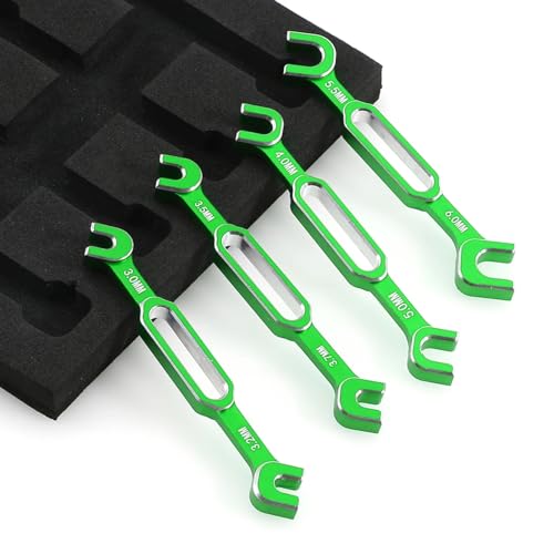 Chanmoo RC Wrench Turnbuckle Nut Ball 3.0/3.2/3.5/3.7/4.0/5.0/5.5/6.0mm Joint Remover Universal Repair Tools Set For 1/10 1/8 1/24 RC Crawler Truck Car Boat Drone (Green)