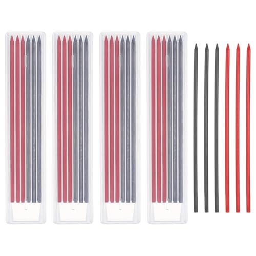Mines 2.8mm pour crayons de charpentier PATIKIL en noir et rouge pour marquage de chantier, 30 pcs