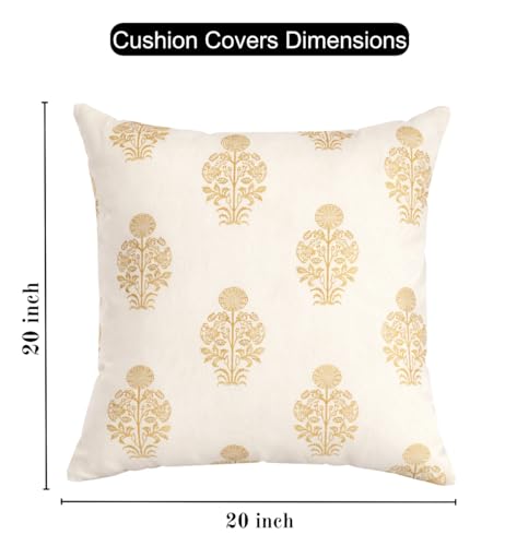 Image of DEVSANG Foil Velvet Cushion Covers 20 inch x 20 inch Set of 5 pc, Cream