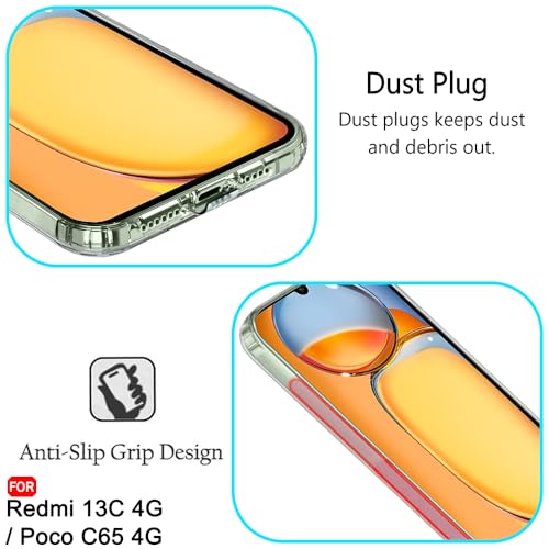 Image of TheGiftKart Back Cover Soft Case for Mi Redmi 13C 4G / Poco C65 | Best Camera Protection | Inbuilt Dust Plugs & Anti-Slip Grip | Ultra Clear Slim Back Cover Case for Redmi 13 (Silicone, Transparent)