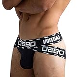 Herren-Jockstrap Tanga String Sexy Unterwäsche Baumwolle Briefs Atmungsaktiv Thong Low-Waist Slips G-String T-Back Reizvoll Dessous Zeige Die Hüften Unterhose Gay Suspensorium Unterhosen (L,Schwarz)