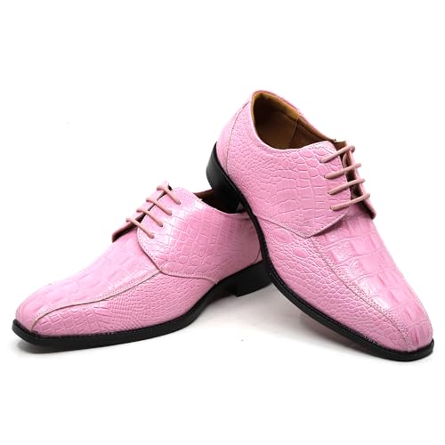 Image of Men's Alligator Crocodile Print Oxford Fashion Lace Up Dress Shoe croco-03