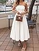 ZESICA Women's Summer Strapless Cocktail Dresses 2026 Elegant Off Shoulder Flowy A Line Wedding Guest Party Midi Dress White Medium
