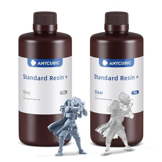 ANYCUBIC Upgraded Standard 3D Printer Resin, 405nm SLA Fast UV-Curing Resin, High Precision & Rapid Photopolymer for 8K Capable LCD/DLP/SLA 3D Printing (Grey+Clear, 2kg)