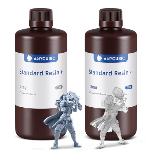 Image of ANYCUBIC Upgraded Standard 3D Printer Resin, 405nm SLA Fast UV-Curing Resin, High Precision & Rapid Photopolymer for 8K Capable LCD /DLP /SLA 3D Printing (Grey+Clear, 2kg)