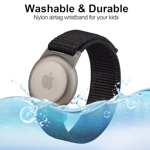 2 Pack Airtag Wristbands for Kids with Adjustable Nylon Strap GPS Tracker Holder Protector,Lightweight, Breathable Anti-Loss Bracelet for Kids and Toddler