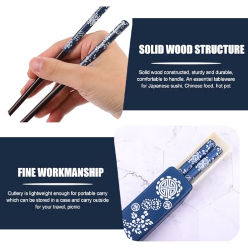 Palillos de madera natural con estuche premium de ABS para mesa y viaje 4