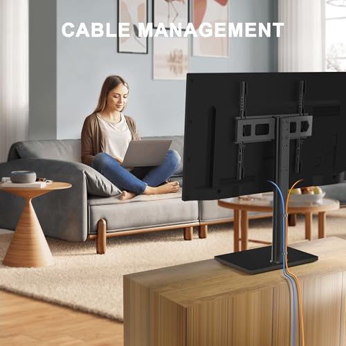 Image of XINLEI Universal Swivel TV Stand Base Table Top TV Stand for 23-70 Inch TVs 70 Degree Swivel, 6 Height Adjustable Tall Monitor Mount Stand, Max VESA 400x400mm,Holds up to 88lbs TS206