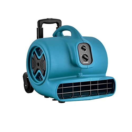 XPower Centrifugal Air Mover Carpet Dryer Floor Fan Blower Stackable Daisy Chain for Water Damage Restoration Janitorial Plumbing Home Use (Blue P-600T 2400CFM)