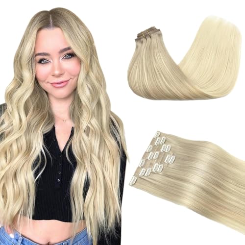 Image of GOO GOO Seamless Clip in Hair Extensions Real Human Hair Remy Extensions
