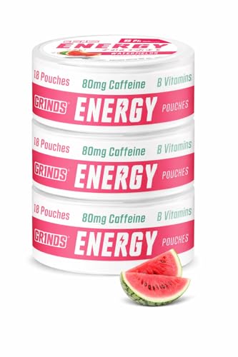 Grinds Energy Pouches - Natural Caffeine Pouches - Contains B-Vitamins,