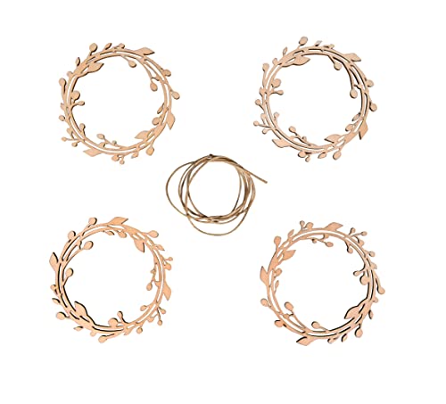 Rayher Holzdekoration Kränze, 4 Stück, Weihnachtsdekoration, Holz...