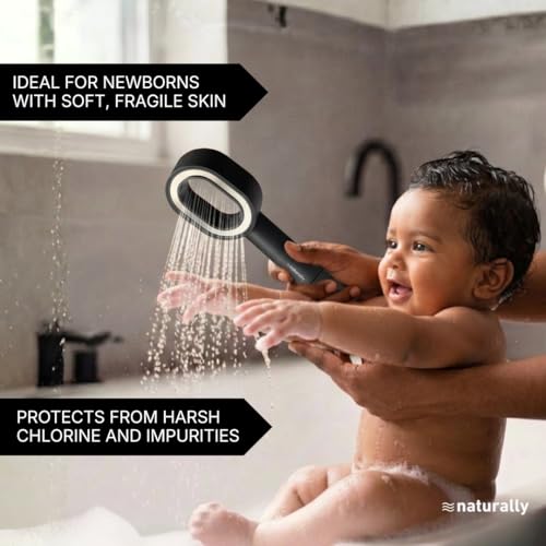 Image of Naturally Mooi Filtered Handheld Shower (Dark Grey) | Hard Water Filter for Bathroom | Chlorine Removal | Soft Water for Hair & Skin | 3-Stage Filtration | Screw-On Installation | Enhanced Pressure