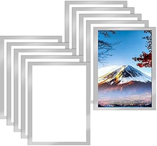 CENBEN 10 Pcs A4 Magnetic Display Frame,A4 Magnetic Photo Pouch,Info Frame Self Adhesive Display Frame Waterproof Magnetic Frame Window Sign Holder Document Frame for Documents,with Sliver Border