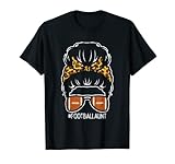 Damen American Football Tante Leopard Brötchen Familie T-Shirt