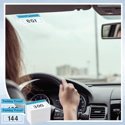 Image of Clabby 300 Pcs 2x3 Inch Parking Permit Stickers Static Window Stickers with Front Adhesive, Car Windshield Decals Numbered (Numbered 001-300,Blue)