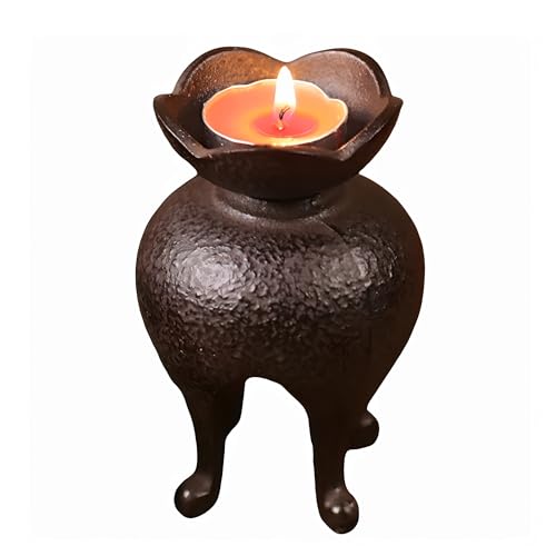 Japanese Cast Iron Candle Holder &ndash; Small Vintage Pillar (4.53 Tall)
