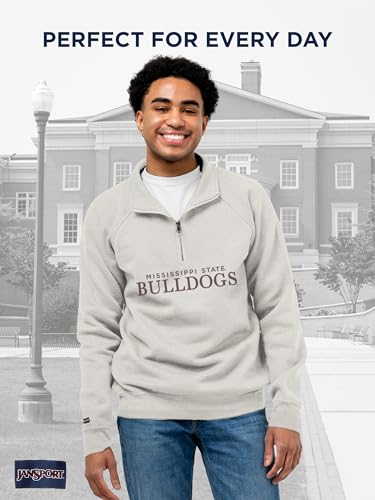 JanSport NCAA Officially Licensed Rival Quarter Zip Sweatshirt, Long Sleeve Unisex 1/4 Zip, Cotton-Polyester Blend with Stand-Up Collar Design & Tapered Raglan Sleeves, Full Chest Embroidered Design - image 2