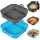 Vicloon Silikonform Für Heißluftfritteuse,2PCS air Fryer silikon (19.5cm), Wiederverwendbarer Heißluftfritteuse Silikon für quadratische Heißluftfritteusen mit 3–4,75 l-Grau+Blau