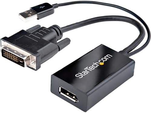 StarTech.com DVI to DisplayPort Adapter - USB Powered - 1920 x 1200 - DVI-D to DP Converter - Black
