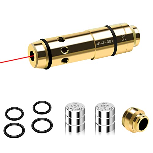 Nihowban Laser Training Cartridge 380ACP Caliber for Dry Fire Training Practice, Including Extra Built in Rubber Snap Cap with 2 Sets of Batteries
