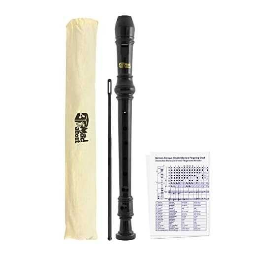 Mad About MA-REC06 Flauta Dulce - De tres piezas, flauta dulce para principiantes con bolsa, varilla de limpieza y tabla de digitación - Negro