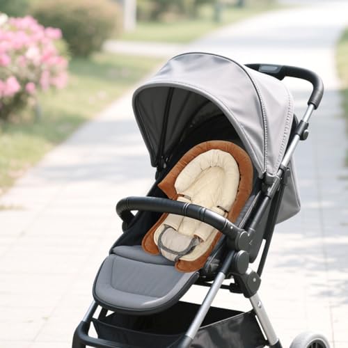 Image of Baby Car Seat Head Body Support & Strap Covers, 2 in 1 Infant Car Seat Insert, Reversible Soft Breathable Newborn Cushion Pads for Preemie, Perfect for Baby Carseats, Strollers, Swings (Brown)